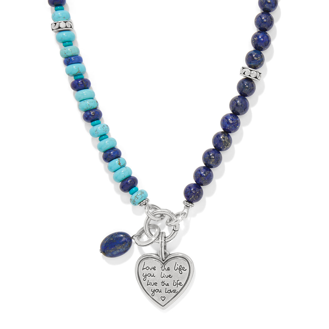 Token Charm Lapis Turquoise Necklace - Silver-Turquoise
