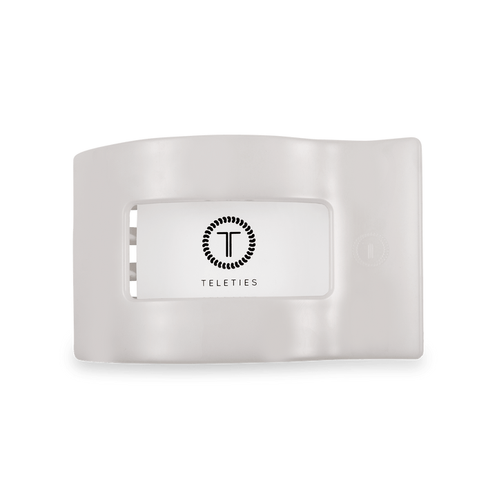 TELETIES MEDIUM FLAT RECTANGLE HAIR CLIP - COCONUT WHITE