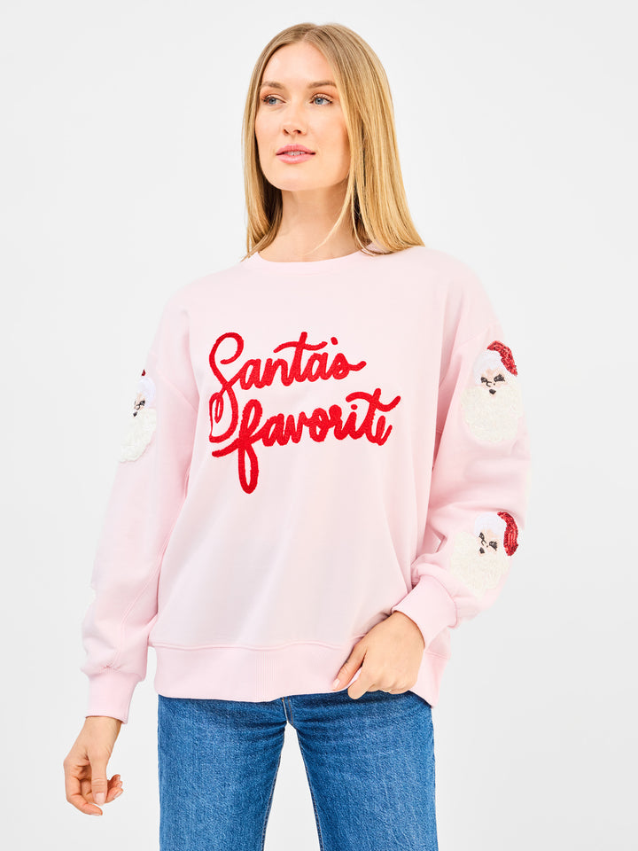 "SANTA'S FAVORITE" SWEATSHIRT - PINK