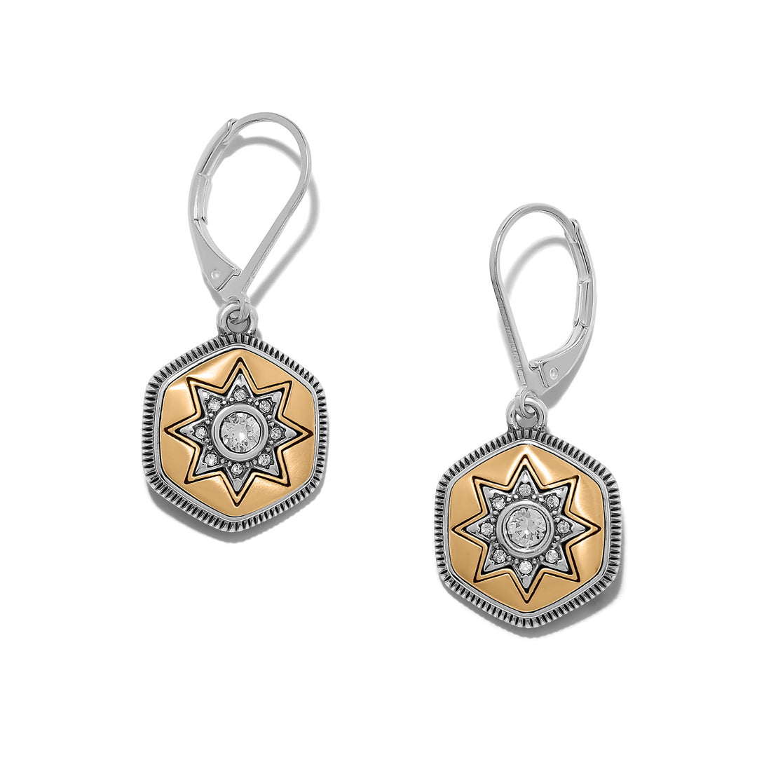 Mosaic Nova Leverback Earrings - Silver-Gold