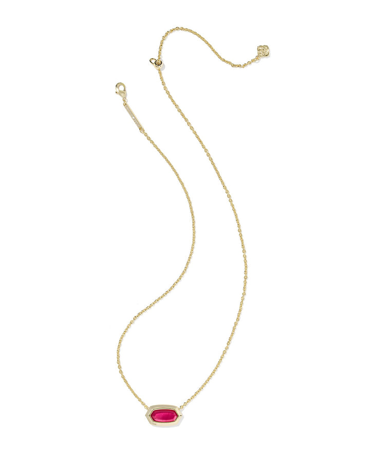 KENDRA SCOTT ELISA BEZEL SHORT PENDANT NECKLACE - GOLD CARMINE RED ILLUSION