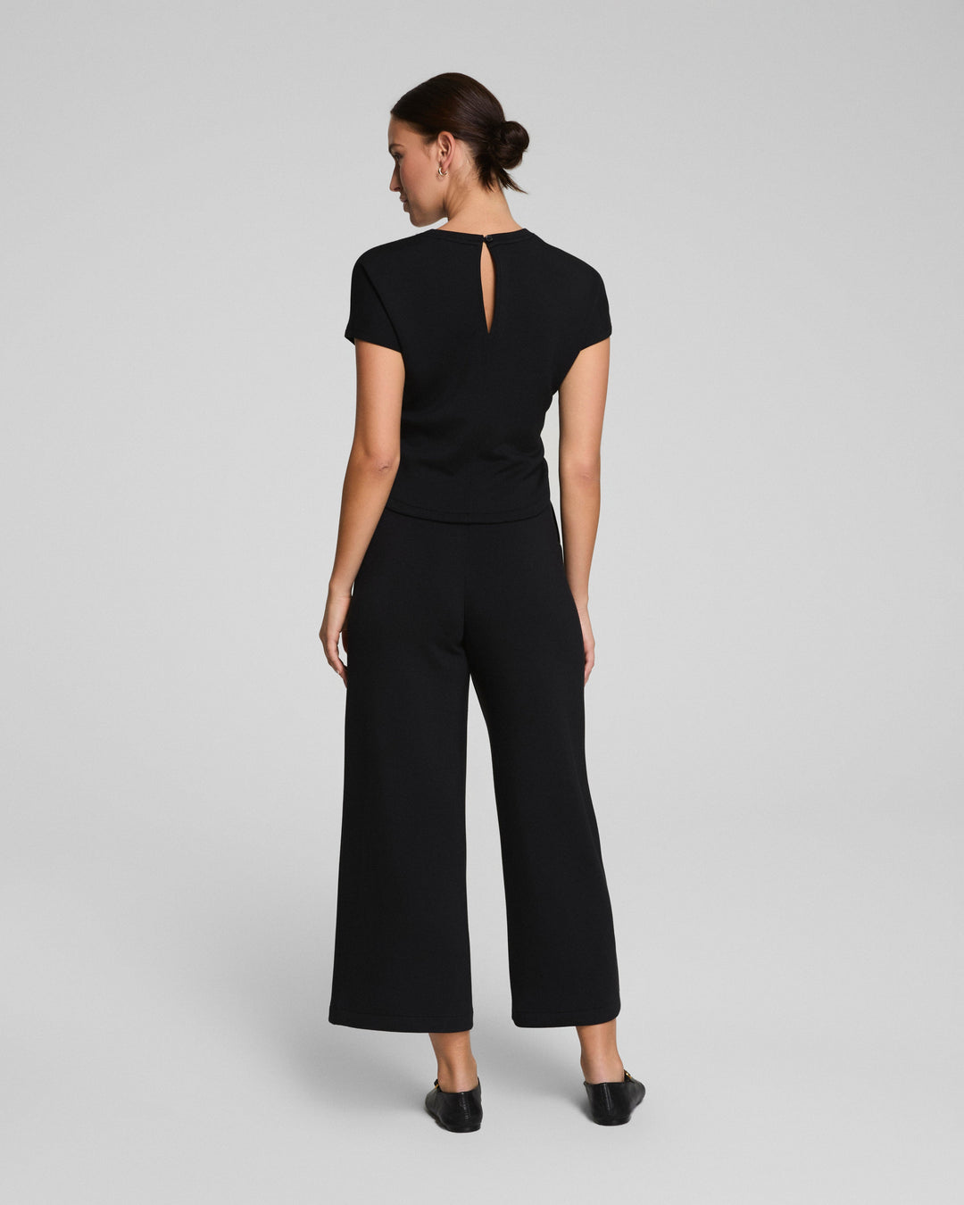 SPANX AIRESSENTIALS TIE WAIST JUMPSUIT - VERY BLACK
