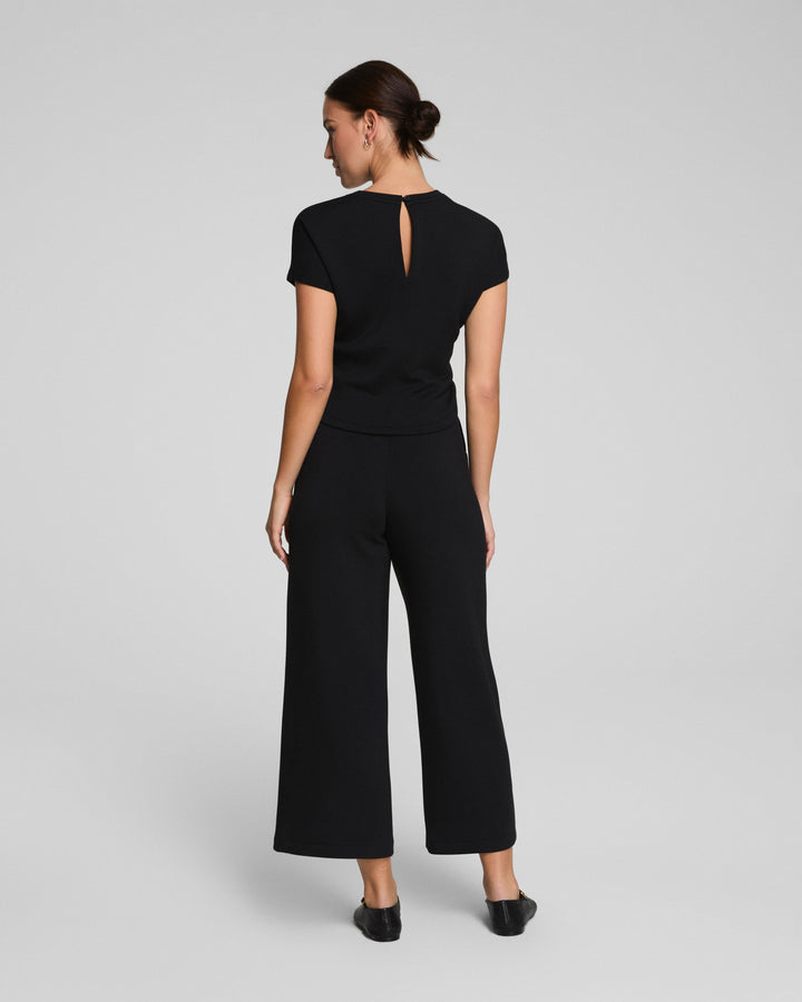 SPANX AIRESSENTIALS TIE WAIST JUMPSUIT - VERY BLACK