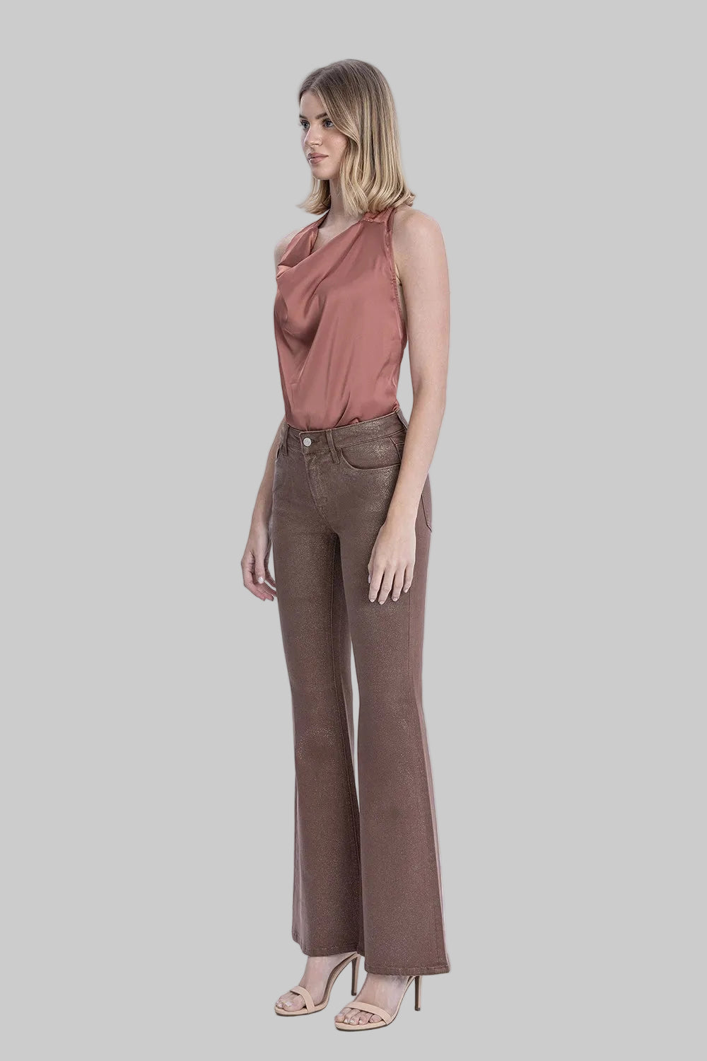 VERVET MR GOLD GLITTER FLARE JEANS - SOFT SILT - 33" INSEAM