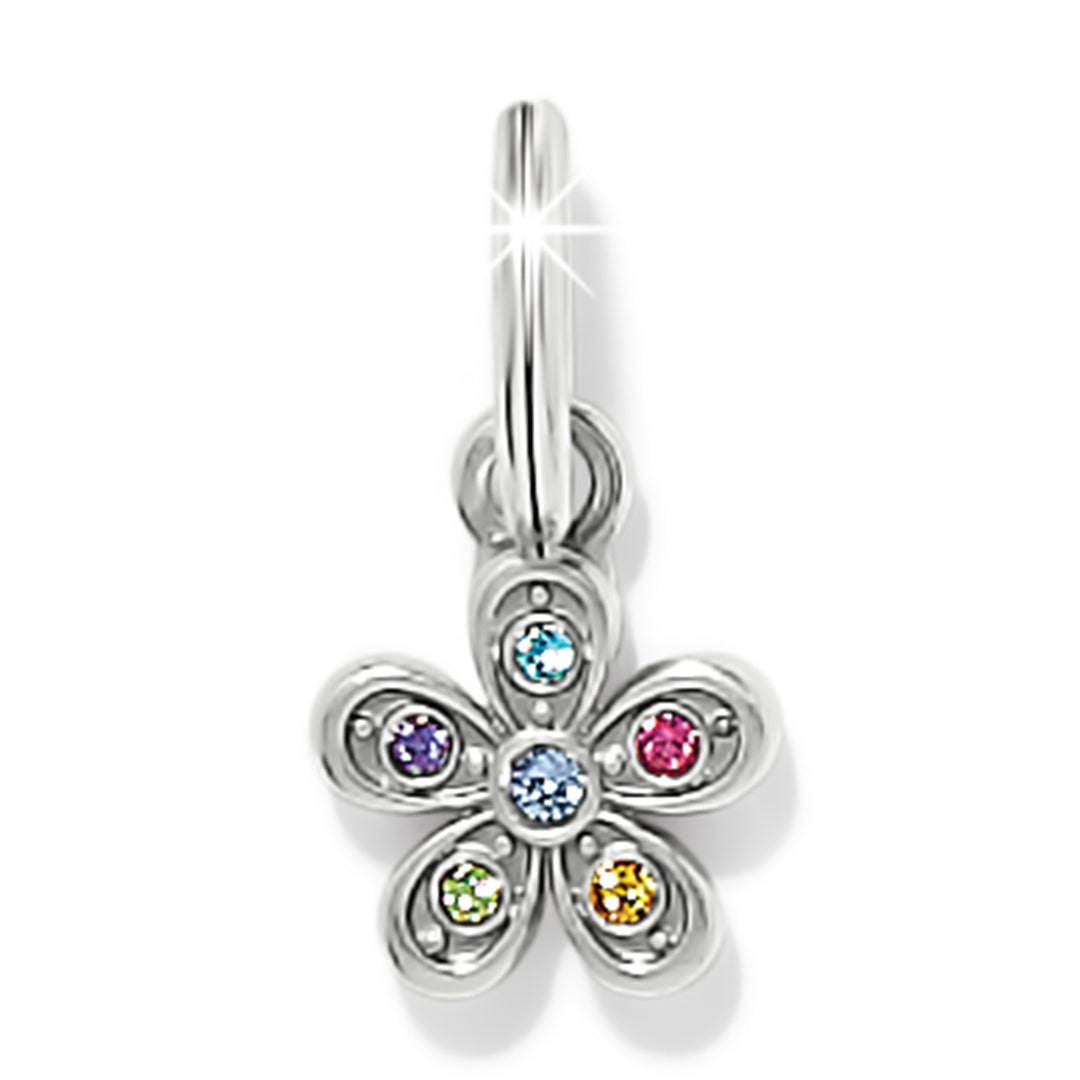 Enchanting Gem Flower Charm - Silver-Multi