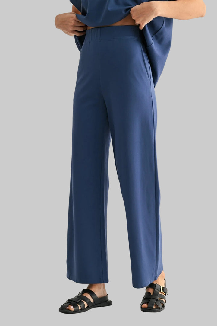 WIDE LEG PONTE KNIT PANTS - SLATE