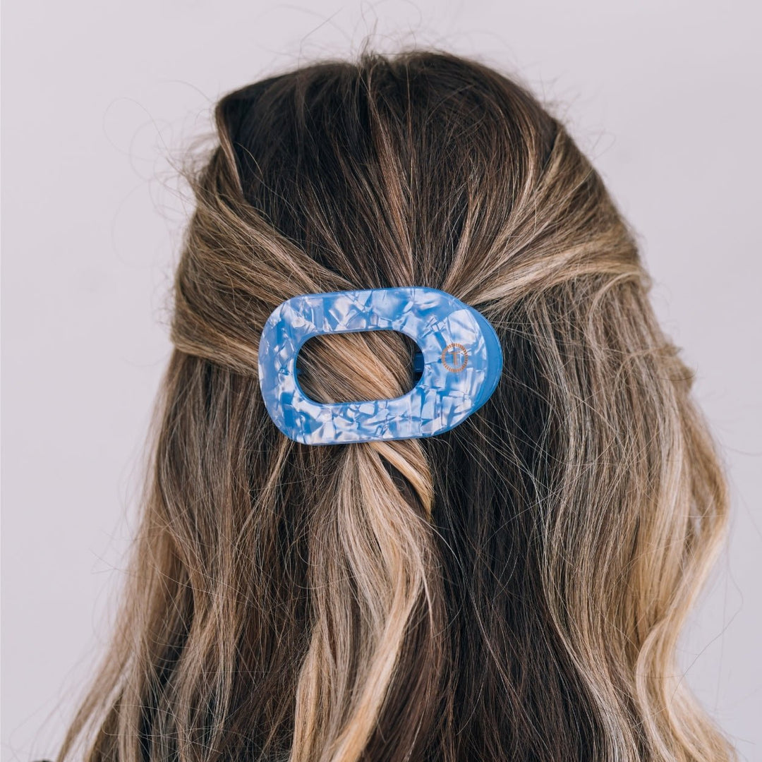 TELETIES SMALL FLAT ROUND HAIR CLIP - BLUE LAGOON
