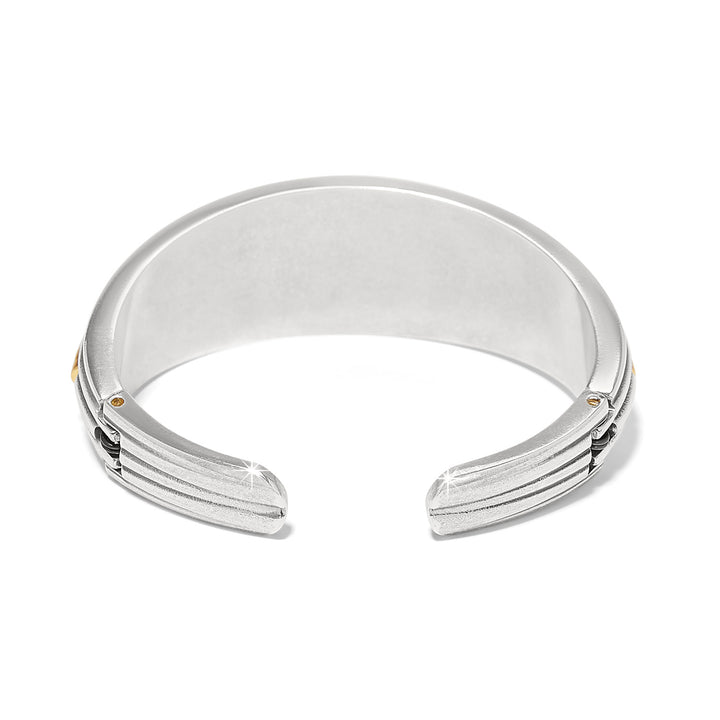 Ferrara Deco Hinged Bangle - Silver-Gold