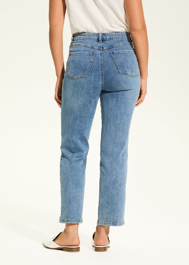 SUZANNE STRAIGHT ANKLE JEANS W/PEARLS - VINTAGE