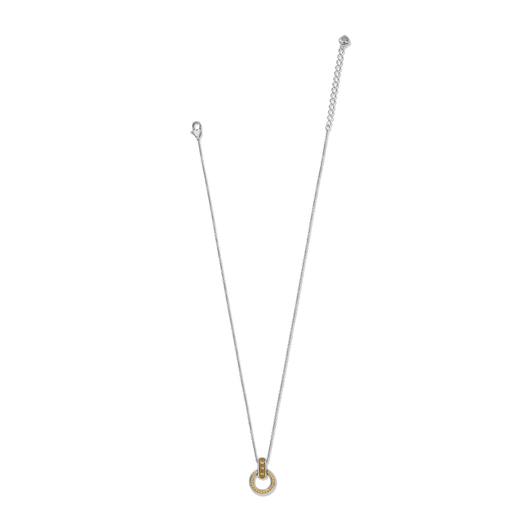 Mosaic Two Tone Link Ring Necklace - Silver-Gold