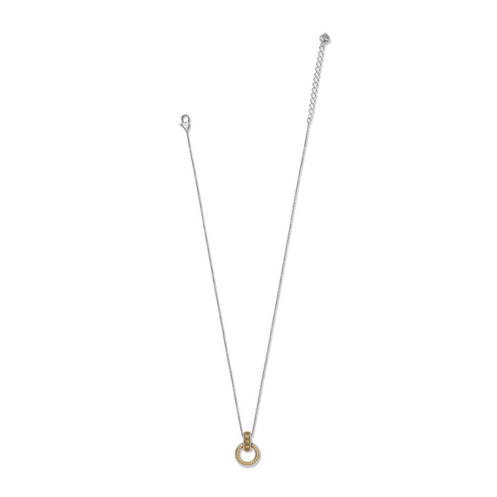 Mosaic Two Tone Link Ring Necklace - Silver-Gold