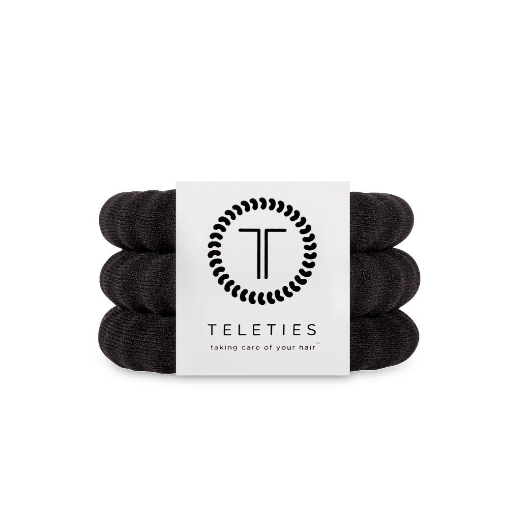 TELETIES LARGE NYLON HAIR TIES S/3 - JET BLACK