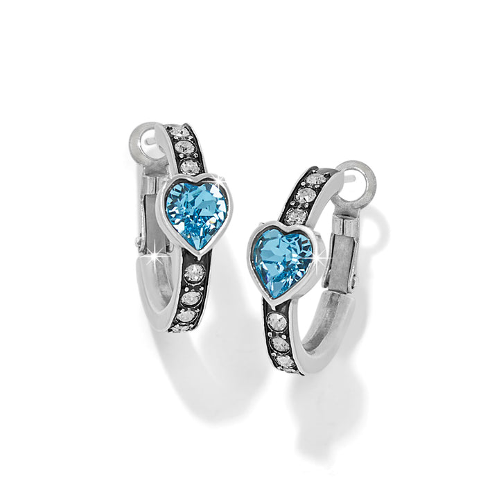 Mystery Of Love Heart Hoop Earrings - Silver-Aqua