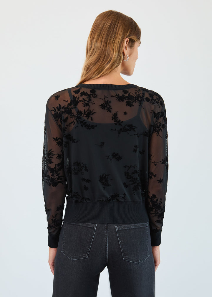 TWO PIECE MESH CARDIGAN SET - BLACK