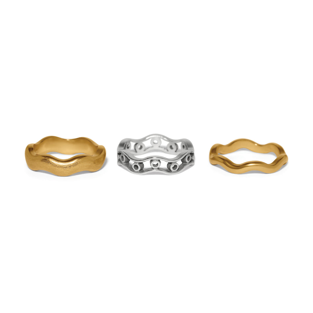 Inner Circle Trio Rings - Silver-Gold - Size 7
