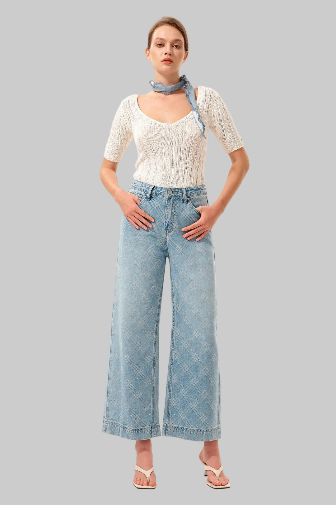 BAYEAS HR NEW YORK WIDE LEG JEANS - LIGHTSTREAM - 28" INSEAM