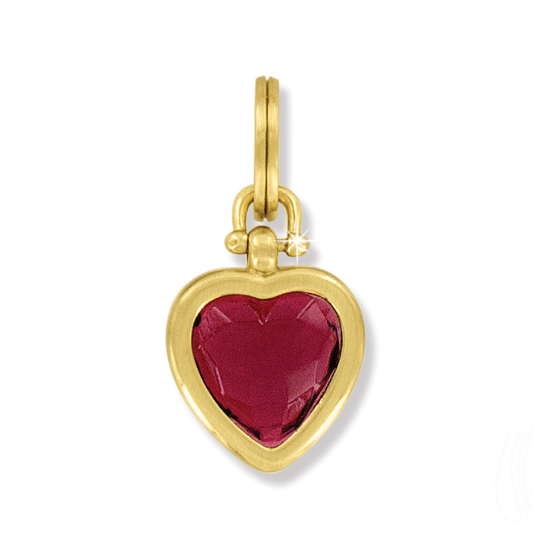 One Heart Charm - Gold-Red