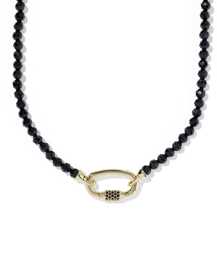 KENDRA SCOTT EMERY BEADED STRAND NECKLACE - GOLD BLACK AGATE