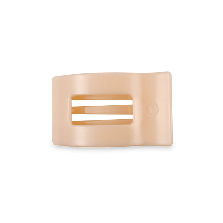 TELETIES SMALL FLAT RECTANGLE HAIR CLIP - ALMOND BEIGE