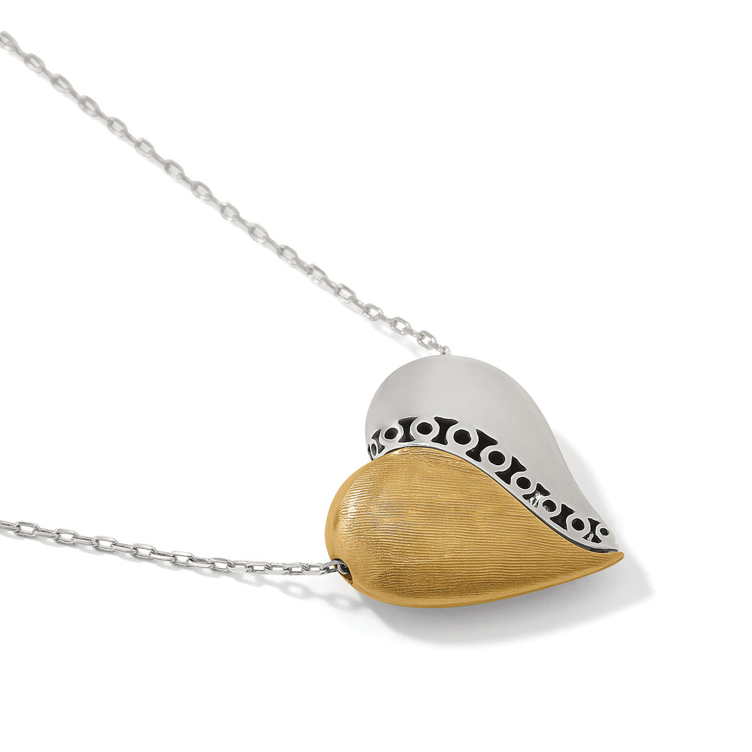 Inner Circle Curvy Heart Necklace - Silver-Gold