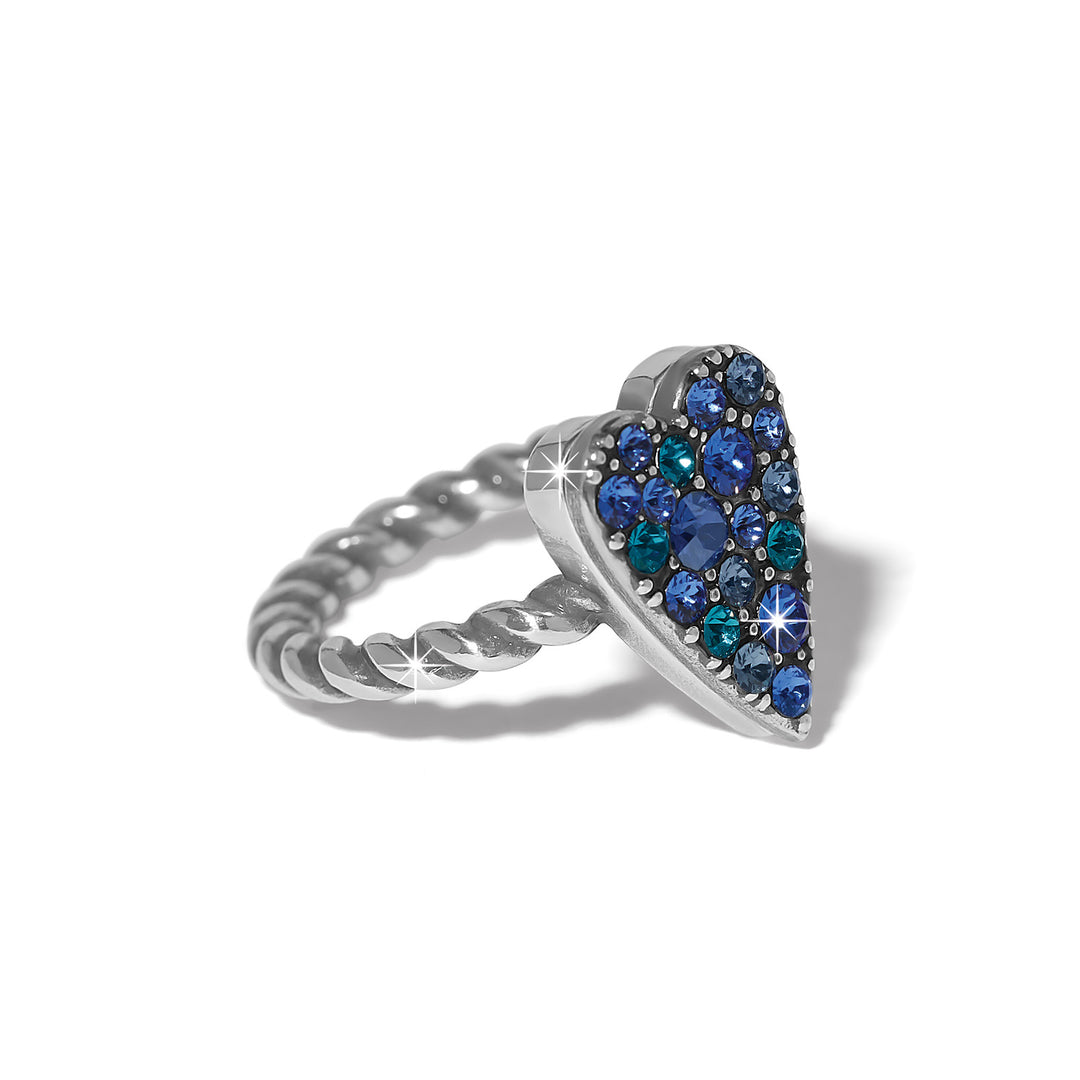 Love Messages B Love Ring - Silver-Blue - Size 8