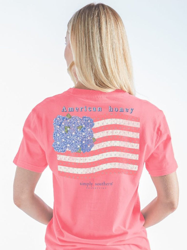 SIMPLY SOUTHERN AMERICAN HONEY TEE - FANCY CANDY PINK