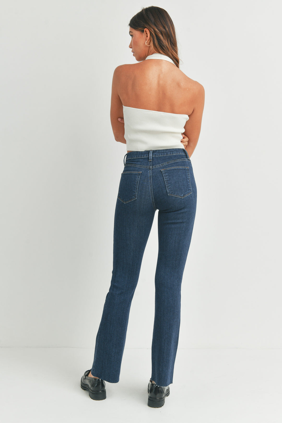 JBD MID RISE SLIM BOOTCUT W/SCISSOR CUT JEANS - DARK - 31" INSEAM