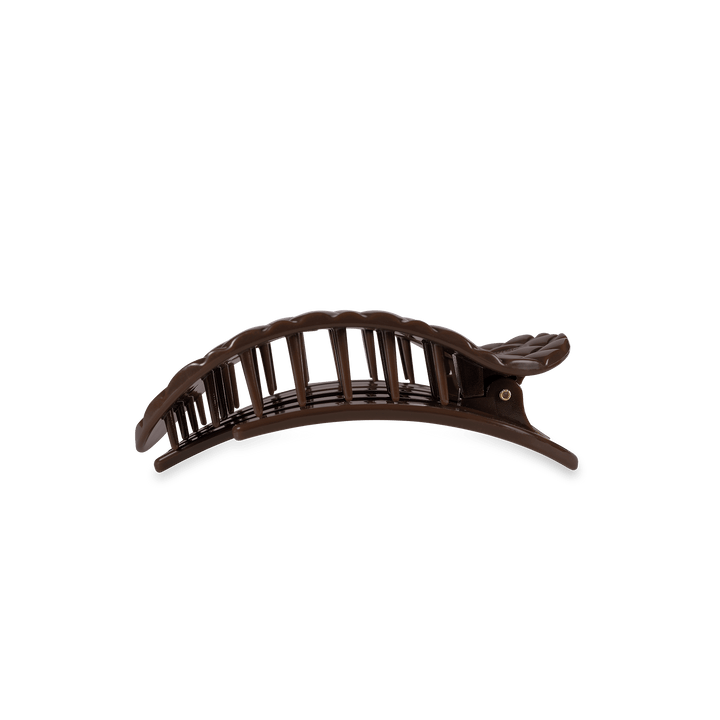 TELETIES QUILTED SMALL FLAT ROUND HAIR CLIP - TRULY TAUPE