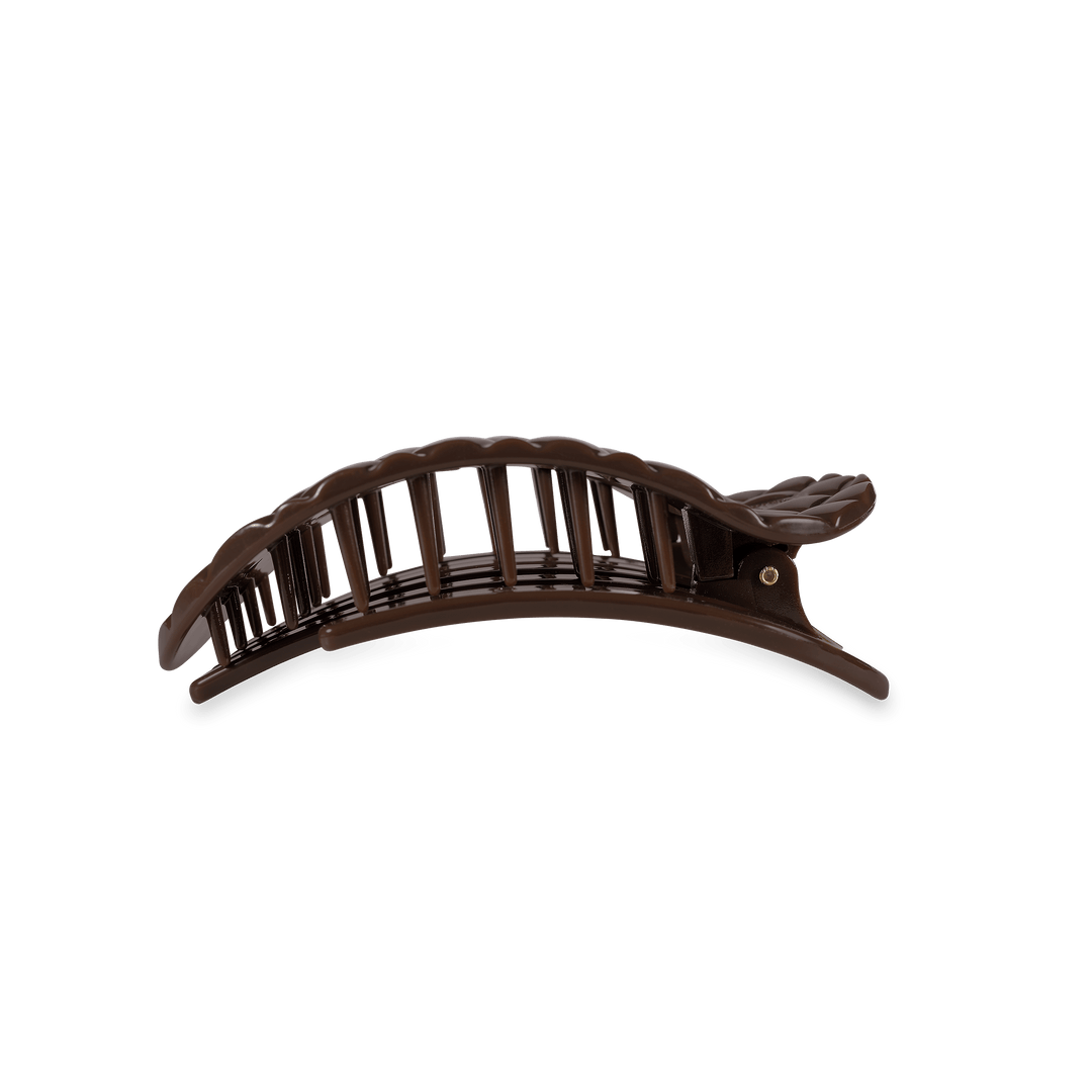TELETIES MEDIUM FLAT ROUND HAIR CLIP - TRULY TAUPE QUILTED