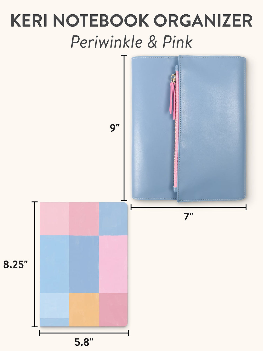 KERI NOTEBOOK ORGANIZER - PERIWINKLE & PINK