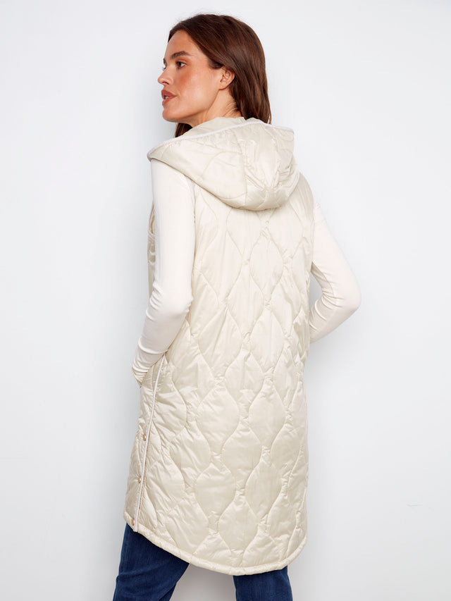 PEARLIZED LONG VEST - CHAMPAGNE
