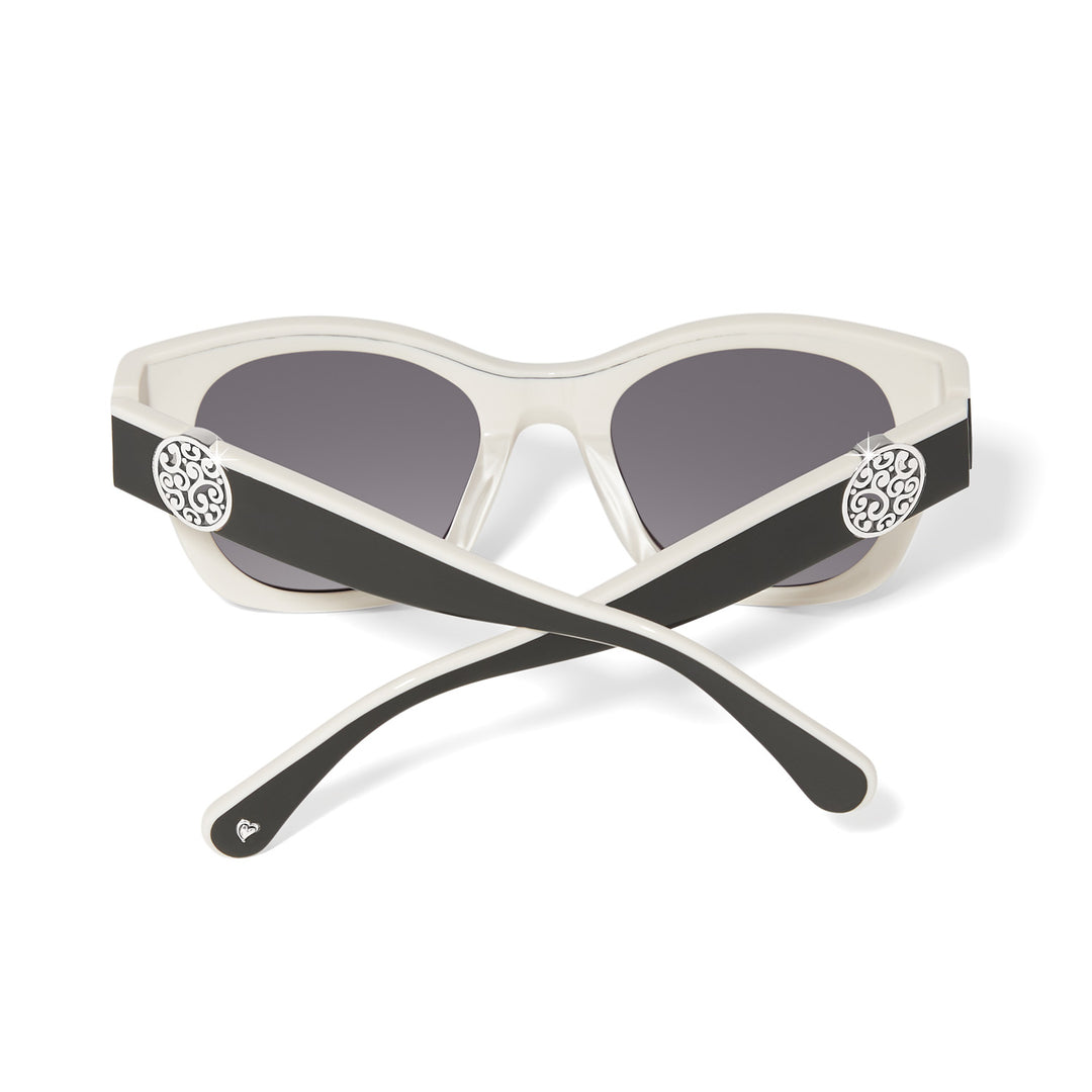 Contempo Medallion Dual Tone Sunglasses - Black-White