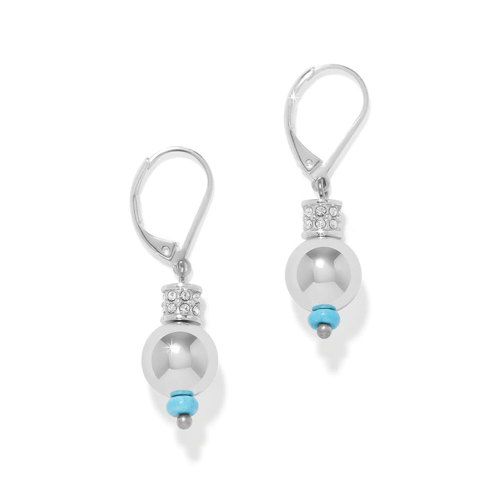 Meridian Petite Sphere Leverback Earrings - Silver-Turquoise