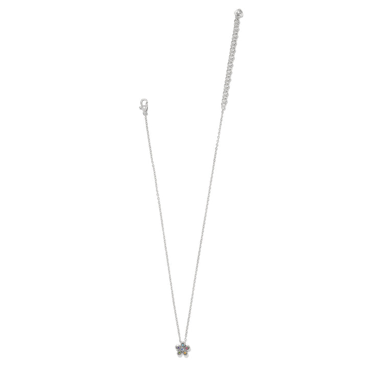 Enchanting Gem Flower Necklace - Silver
