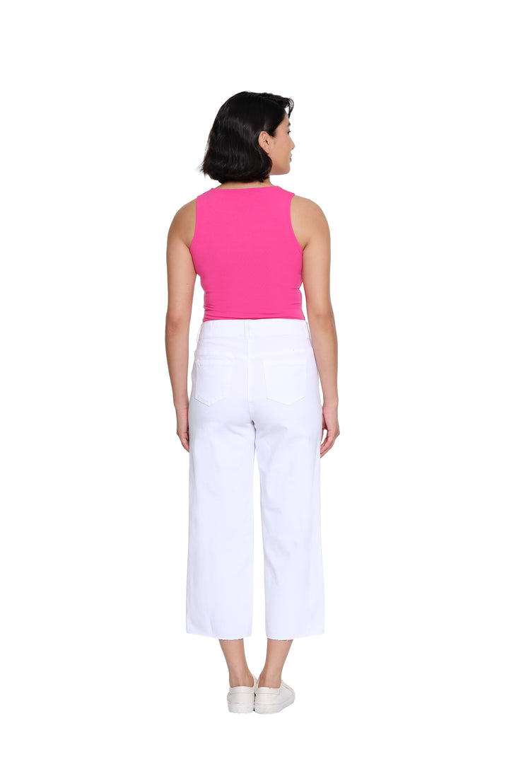 5 POCKET RAW EDGE HEM CROP JEANS - WHITE