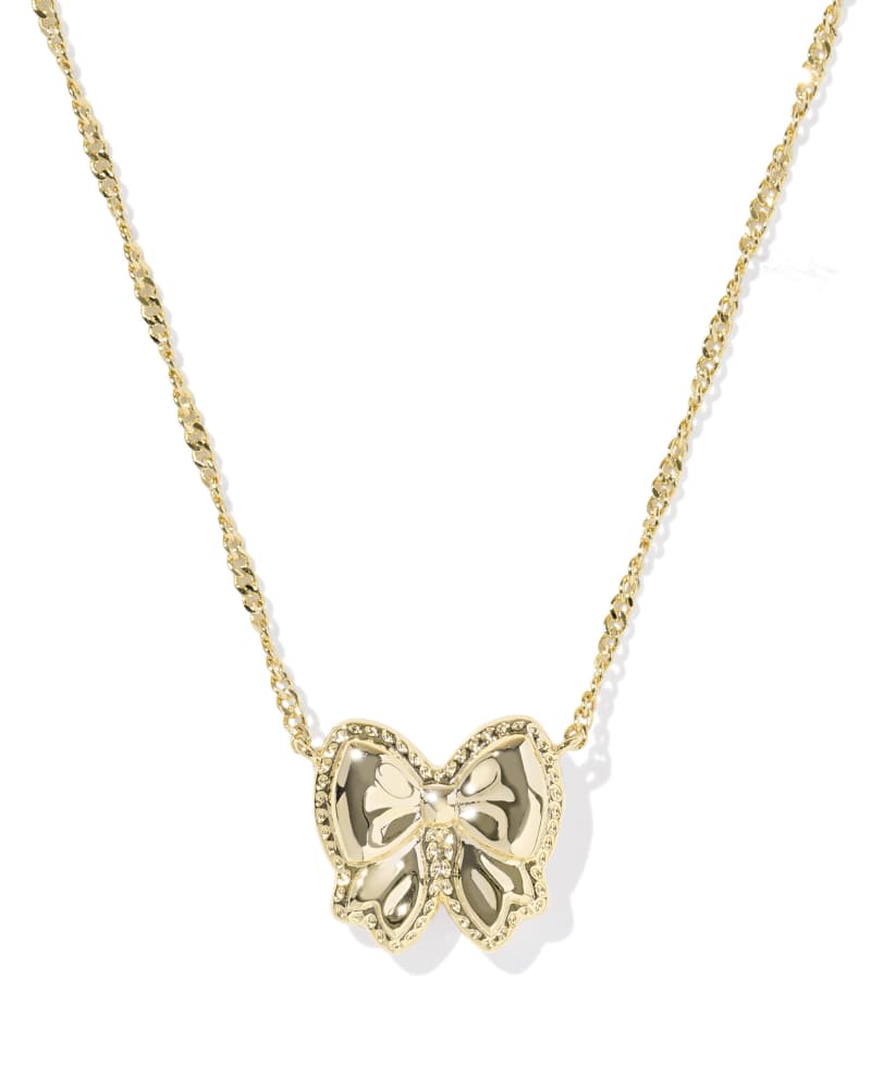 KENDRA SCOTT HALEY BOW SHORT PENDANT NECKLACE - GOLD BLUSH IVORY MOP