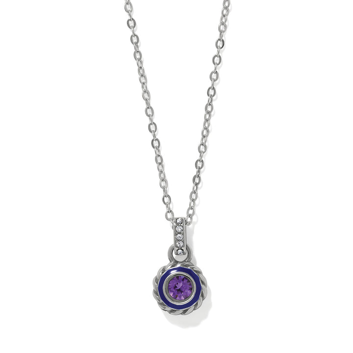 Halo Gemma Petite Round Necklace - Silver-Tanzanite