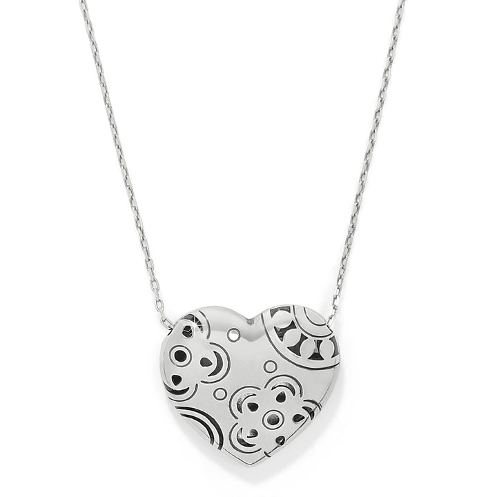 Flora Heart Reversible Necklace - Silver