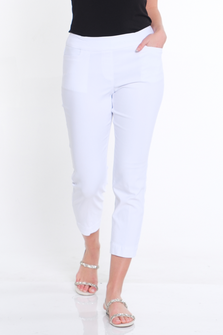 PULL ON CROP PANTS W/POCKETS - WHITE