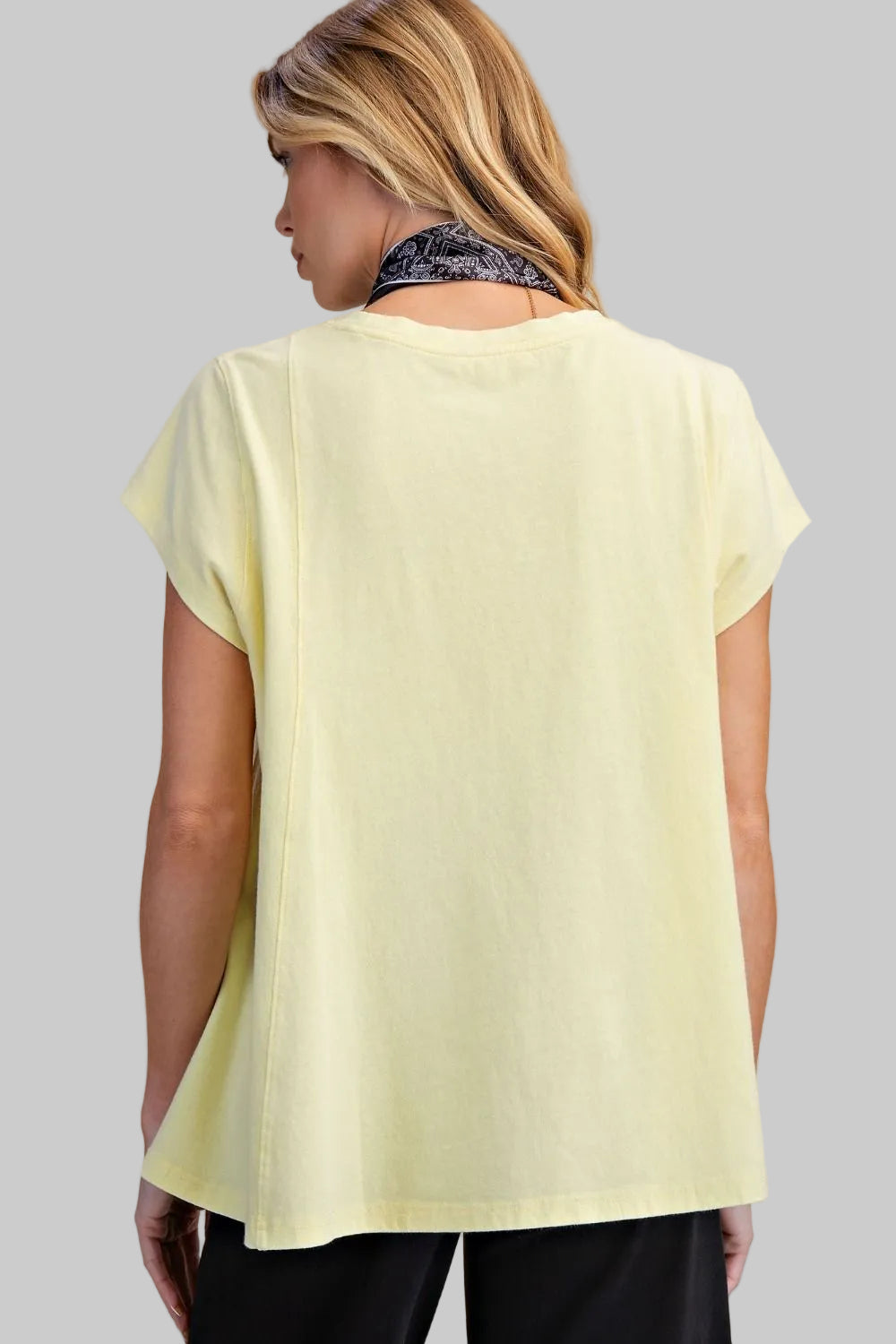 CAP SLEEVE MINERAL WASHED TOP - LEMON DROP