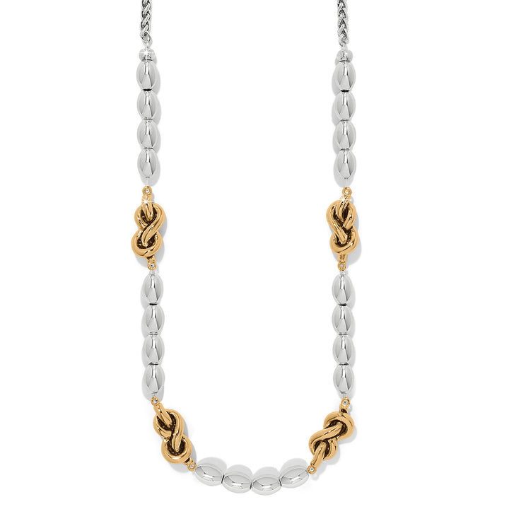 Interlok Single Knot Drops Collar Necklace - Silver-Gold