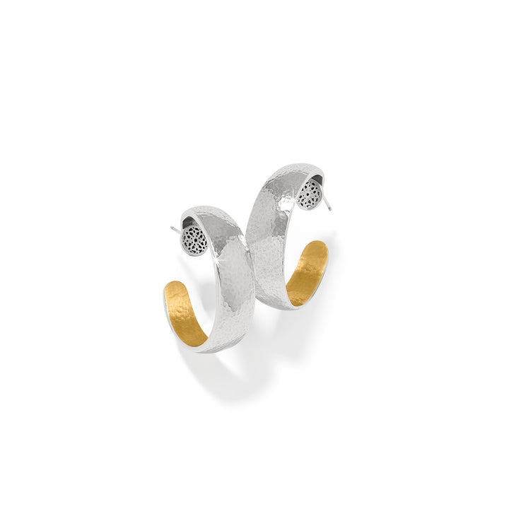 FERRARA ENTRATA MOON SMALL HOOP EARRINGS - SILVER-GOLD
