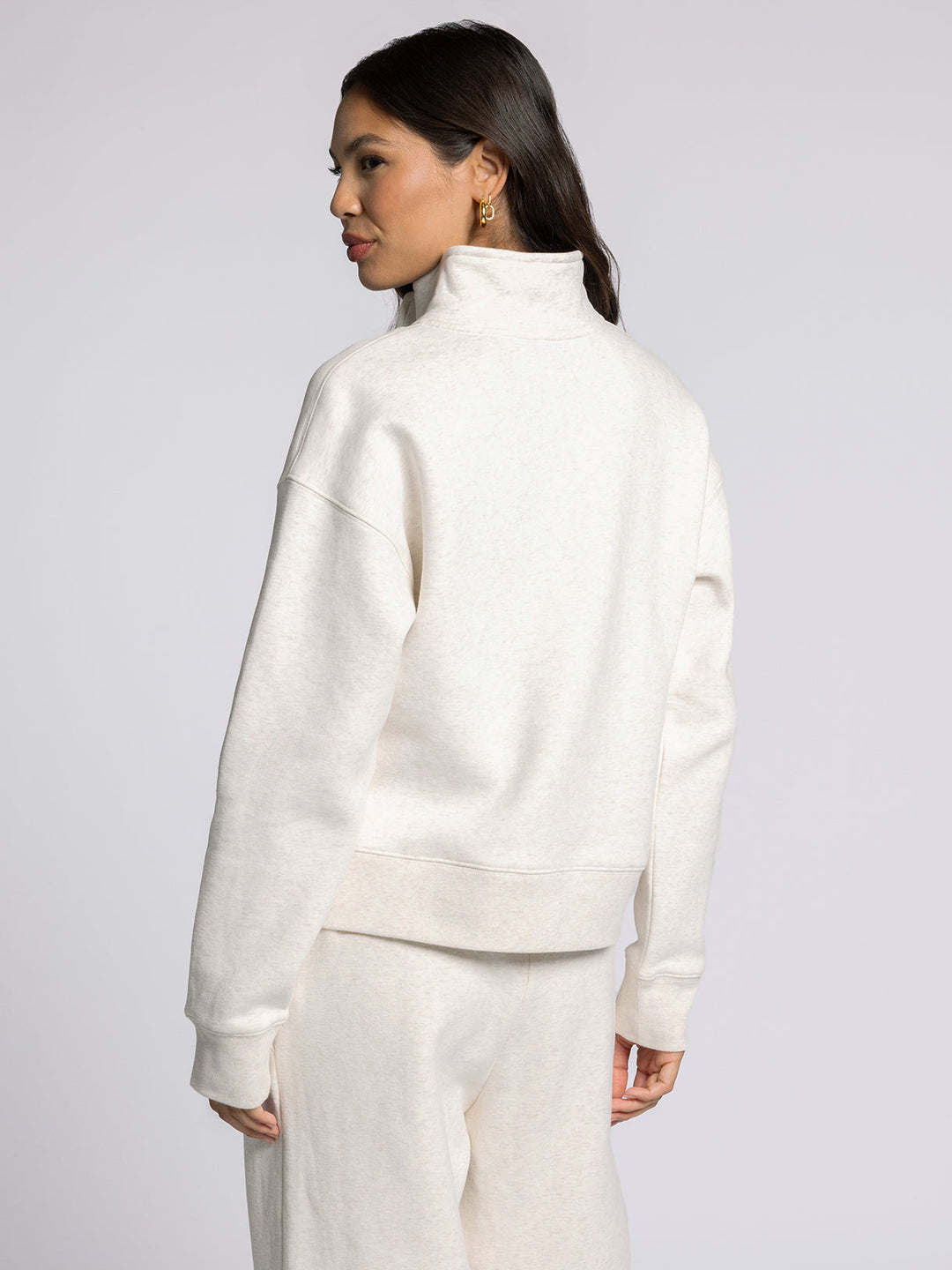 LONG SLEEVE 1/4 ZIP SERENITY FLEECE PULLOVER - HEATHER OATMEAL