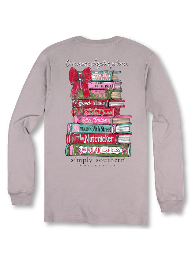 SIMPLY SOUTHERN 'ONE MORE CHAPTER PLEASE' LONG SLEEVE TEE - DRIFTWOOD