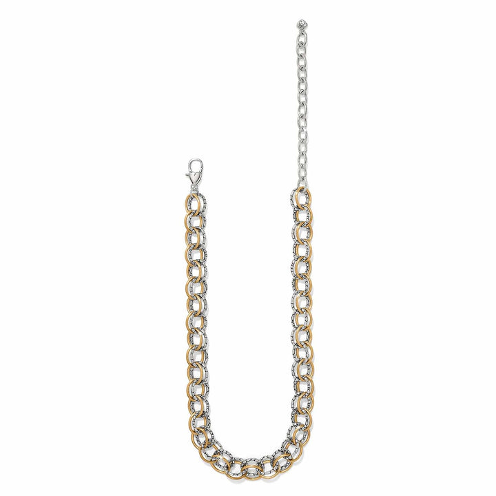 Pebble Link Two Tone Necklace - Silver-Gold