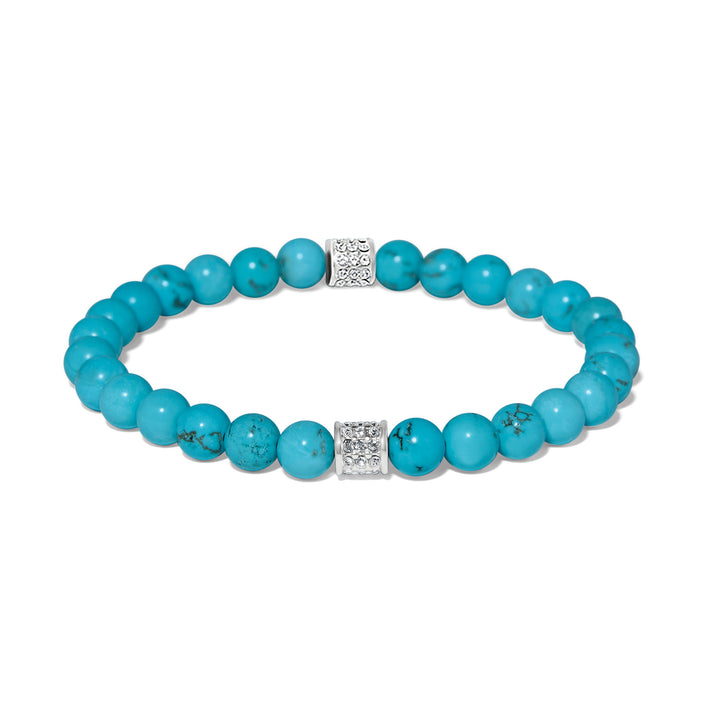 Meridian Petite Turquoise Stretch Bracelet - Silver-Turquoise