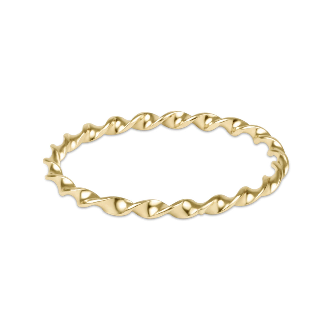 Classic Gold Twisted Thin Band Ring - Size 7