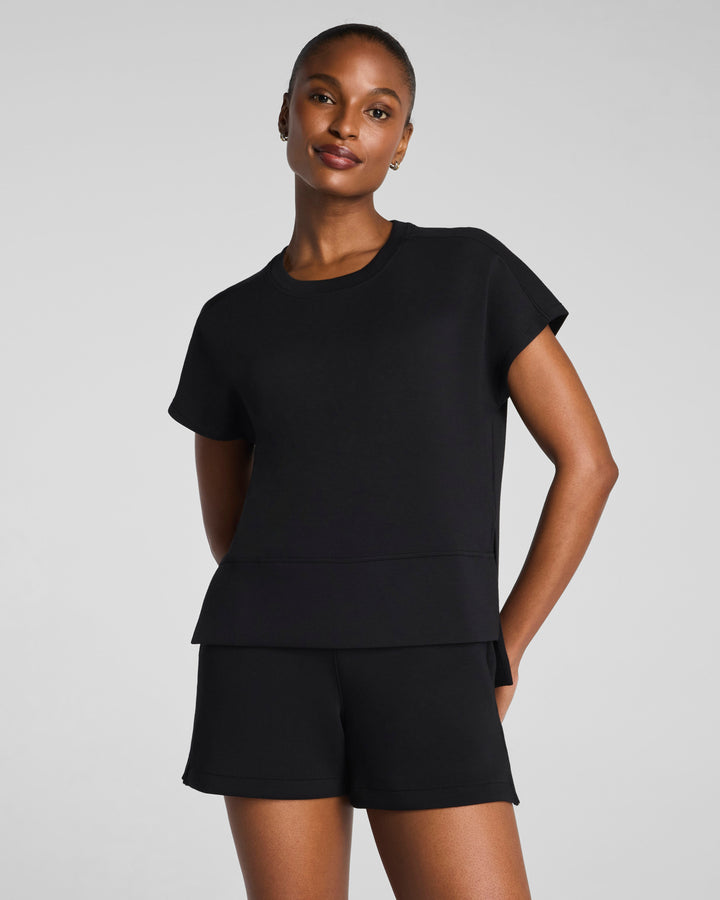 SPANX AIRESSENTIALS CREWNECK TEE - VERY BLACK