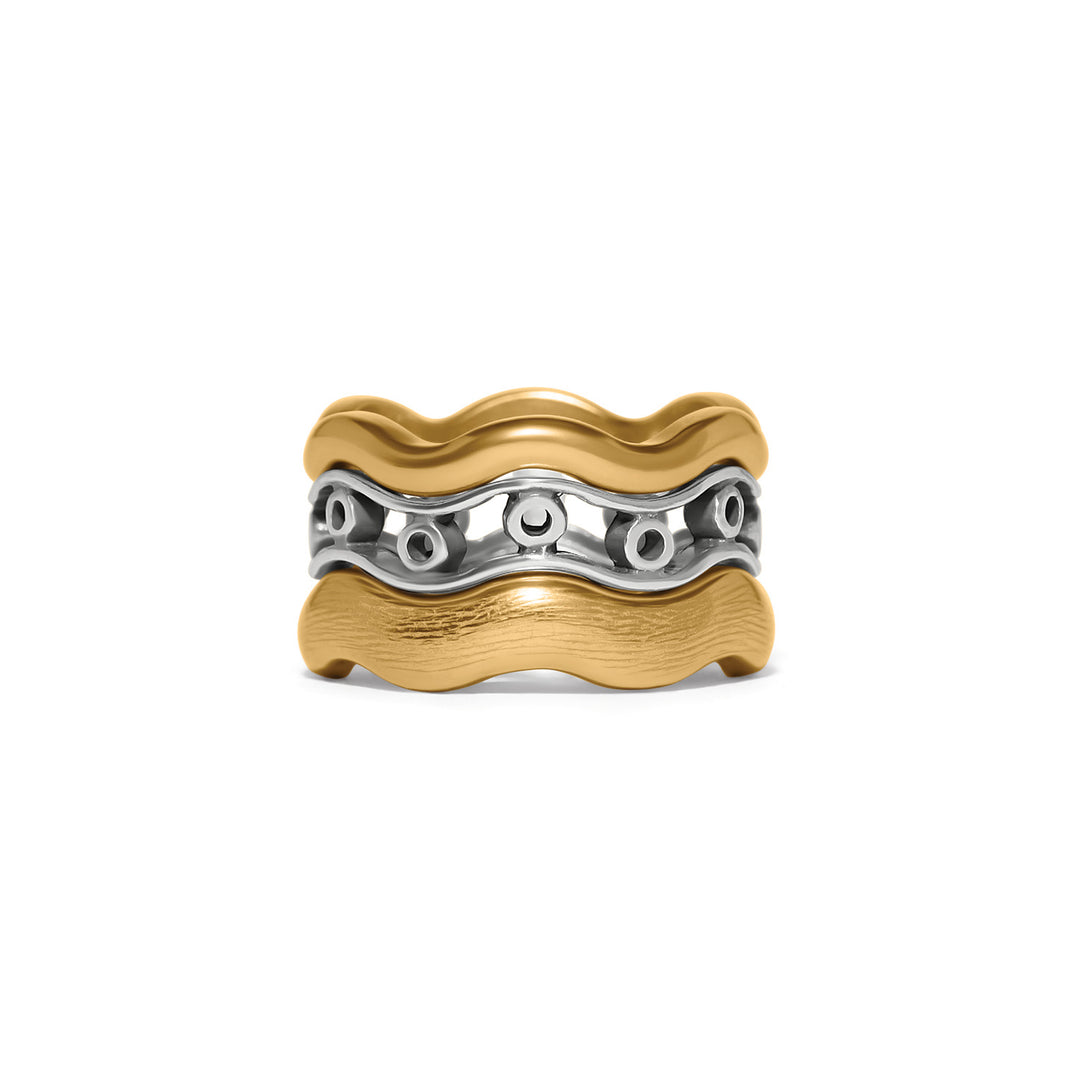 Inner Circle Trio Rings - Silver-Gold - Size 6