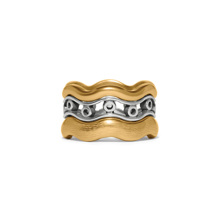 Inner Circle Trio Rings - Silver-Gold - Size 7